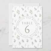 Elegante eucalyptus groen bruiloft tafel nummers kaart (Voorkant)