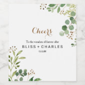 Elegante Eucalyptus Groen Bruiloft Wijn Labels Etiket (Enkel label)