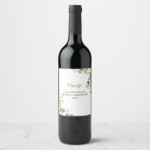 Elegante Eucalyptus Groen Bruiloft Wijn Labels Etiket (Voorkant)