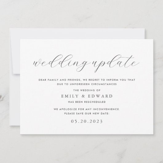 Elegante Eucalyptus groen bruiloft wijzigingsdatum Kaart (Voorkant)