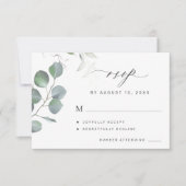 Elegante eucalyptus groen chique bruiloft RSVP kaartje (Voorkant)