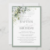 Elegante Eucalyptus groen doop 1e verjaardag Kaart (Voorkant)