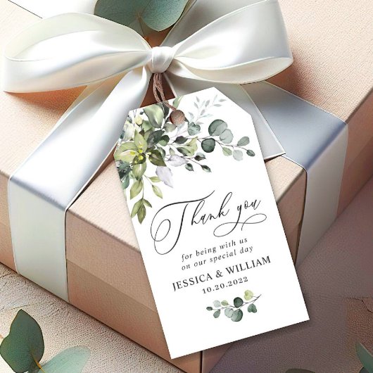 Elegante Eucalyptus Groen Favor Bedankt Cadeau T Cadeaulabel