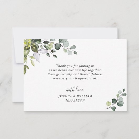 Elegante Eucalyptus groen FOTO bruiloft Bedankkaart (Achterkant)
