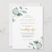 Elegante eucalyptus groen goud QR RSVP bruiloft Kaart (Voorkant)