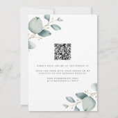Elegante eucalyptus groen goud QR RSVP bruiloft Kaart (Achterkant)