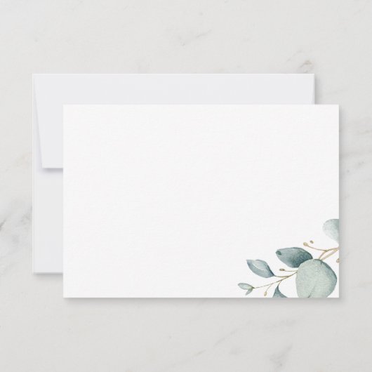 Elegante eucalyptus groen gouden bruiloft RSVP kaartje (Achterkant)