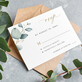 Elegante eucalyptus groen gouden bruiloft RSVP kaartje