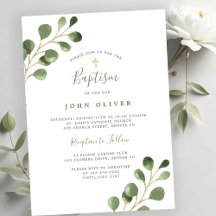 Elegante eucalyptus groen gouden kruis Doop
