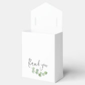 Elegante Eucalyptus groen gouden namen datum wit Bedankdoosjes (Geopend)