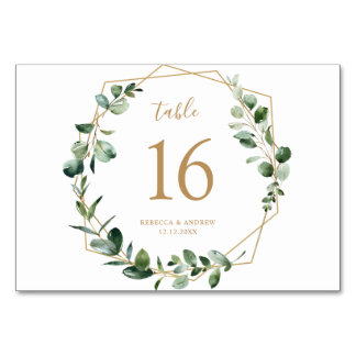 Elegante Eucalyptus groen gouden tafelnummers