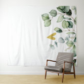 Elegante Eucalyptus groen hart bruiloft achtergron Wandkleed (In Situ (horizontaal))