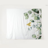 Elegante Eucalyptus groen hart bruiloft achtergron Wandkleed (Voorkant (horizontaal))