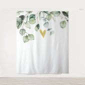 Elegante Eucalyptus groen hart bruiloft achtergron Wandkleed (Voorkant)