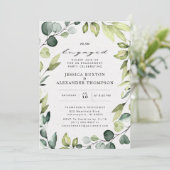 Elegante Eucalyptus Groen Huwelijksaanzoek Feest Kaart (Staand voorkant)