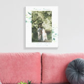 Elegante Eucalyptus Groen Huwelijksfoto Canvas Afdruk (Insitu (Woonkamer))