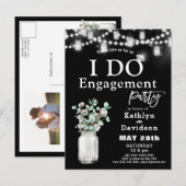 Elegante Eucalyptus groen Ik doe verlovingsfeest Uitnodiging Briefkaart (Voorkant / Achterkant)