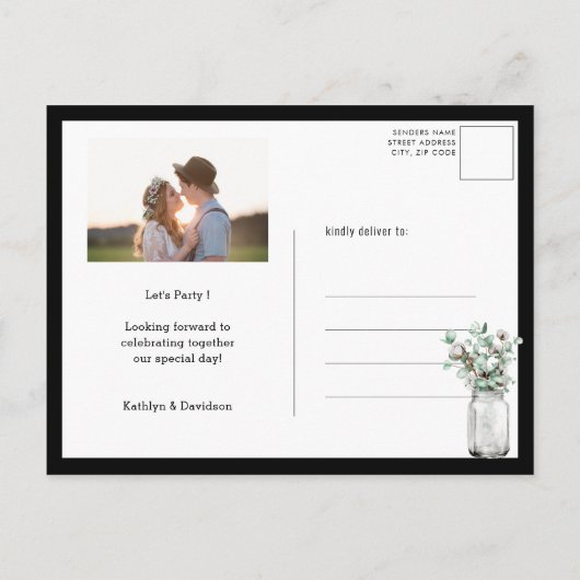 Elegante Eucalyptus groen Ik doe verlovingsfeest Uitnodiging Briefkaart (Achterkant)