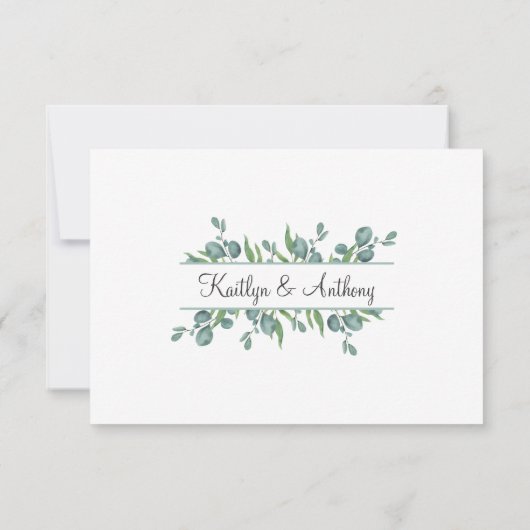 Elegante Eucalyptus groen laat bruiloft RSVP (Achterkant)