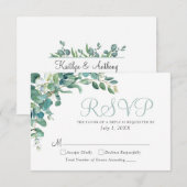 Elegante Eucalyptus groen laat bruiloft RSVP Kaartje (Voorkant / Achterkant)