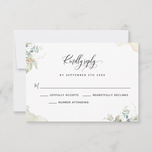 Elegante Eucalyptus groen laat RSVP-kaart RSVP Kaartje (Voorkant)