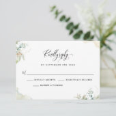 Elegante Eucalyptus groen laat RSVP-kaart RSVP Kaartje (Staand voorkant)