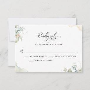 Elegante Eucalyptus groen laat RSVP-kaart RSVP Kaartje