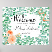 Elegante Eucalyptus Groen Perzik Douche Poster (Voorkant)