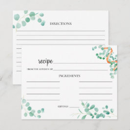 Elegante Eucalyptus Groen Perzik Huwelijk Receptka Notitiekaartje