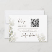 Elegante Eucalyptus groen QR Code bruiloft RSVP Kaartje (Voorkant)