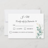 Elegante Eucalyptus groen rustieke moderne RSVP (Voorkant)