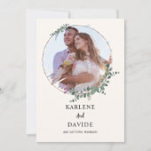 Elegante Eucalyptus Groen Schrift Foto Kaart (Voorkant)