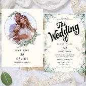 Elegante Eucalyptus Groen Script Foto Kaart