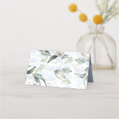 Elegante Eucalyptus groen stoffige blauwe bruiloft Plaatskaartje (Achterkant)