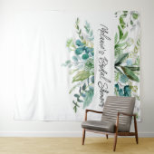 Elegante Eucalyptus groen Vrijgezellenfeest achter Wandkleed (In Situ (horizontaal))