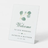 Elegante Eucalyptus groen welkom Reclamebord Met Voetstuk (Voorkant)