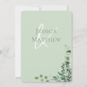 Elegante Eucalyptus Groen Wit Bruiloft Flat Save The Date (Achterkant)