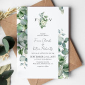 Elegante Eucalyptus Groene Beginletters Trouwen Kaart