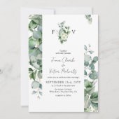Elegante Eucalyptus Groene Beginletters Trouwen Kaart (Voorkant)