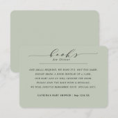 Elegante Eucalyptus Groene Boeken voor Baby Verzoe Informatiekaartje (Voorkant / Achterkant)