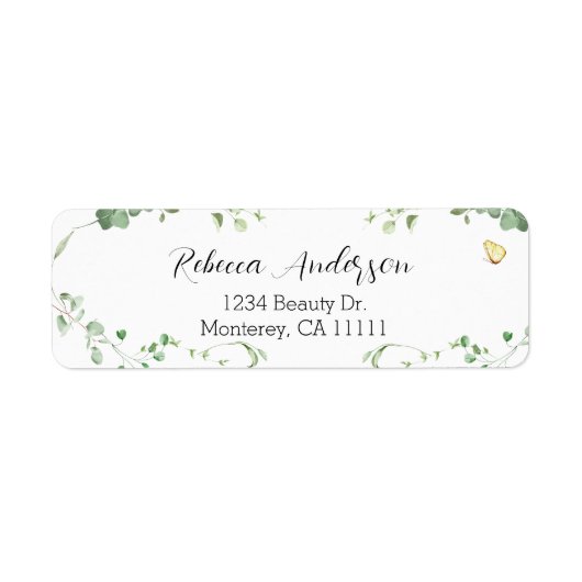 Elegante Eucalyptus Groene Bruids- Etiket (Voorkant)