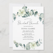 Elegante Eucalyptus Groene Bruidsbrunch Kaart (Voorkant)