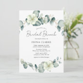 Elegante Eucalyptus Groene Bruidsbrunch Kaart (Staand voorkant)