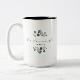 Elegante Eucalyptus Groene Bruidsmeisje Cadeau Tweekleurige Koffiemok
