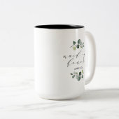 Elegante Eucalyptus Groene Bruidsmeisje Tweekleurige Koffiemok (Voorkant rechts)