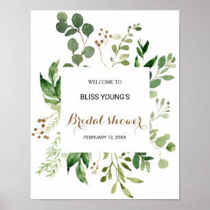 Elegante Eucalyptus Groene Bruiloft Feest Welkom Poster