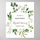 Elegante Eucalyptus Groene Bruiloft Feestelijke On Poster (Voorkant)