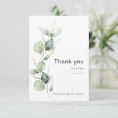 Elegante Eucalyptus Groene Bruiloftfeest Bedankkaart (Staand voorkant)