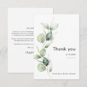 Elegante Eucalyptus Groene Bruiloftfeest Bedankkaart (Voorkant / Achterkant)