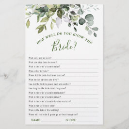 Elegante Eucalyptus Groene Bruiloftsborrel Game